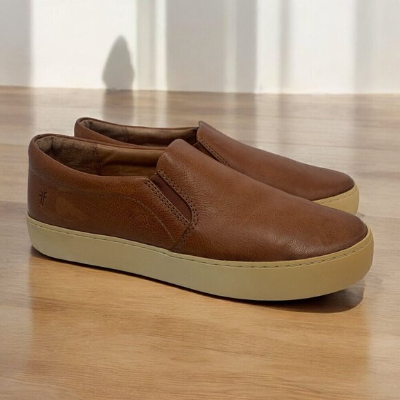 Frye Ivy Women's Slip-On Cognac Leather Low Top Sneakers Brown & White Size 9 - Picture 1 of 9